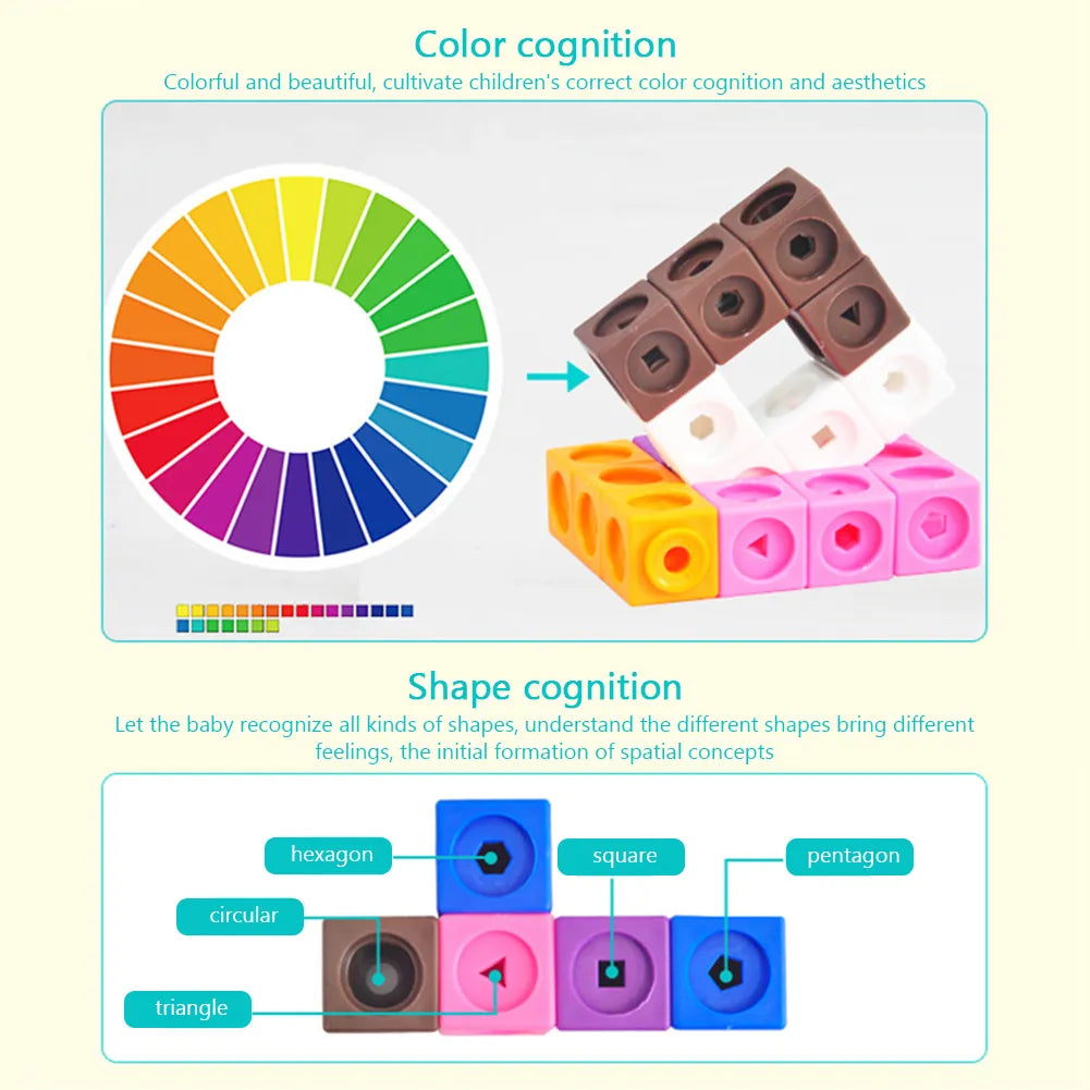 100pcs Math Toys Linking Cubes Numberblocks Interlocking Multilink Counting Blocks Kids Learning Educational Children Toy Gift