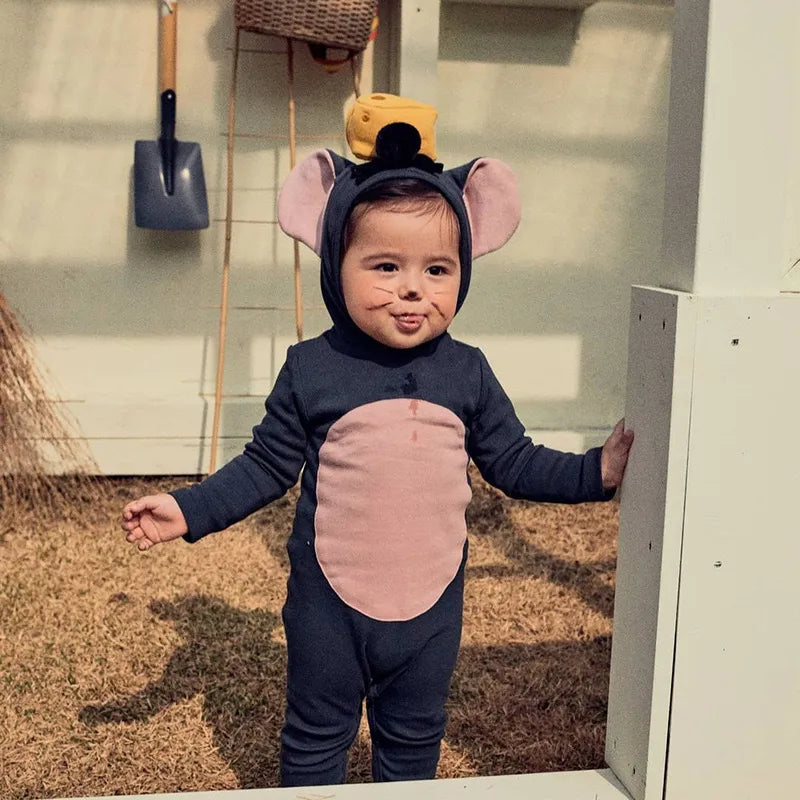Cute Mouse Design Newborn Baby Bodysuit - Autumn/Winter Fashion for Baby Boys and Girls