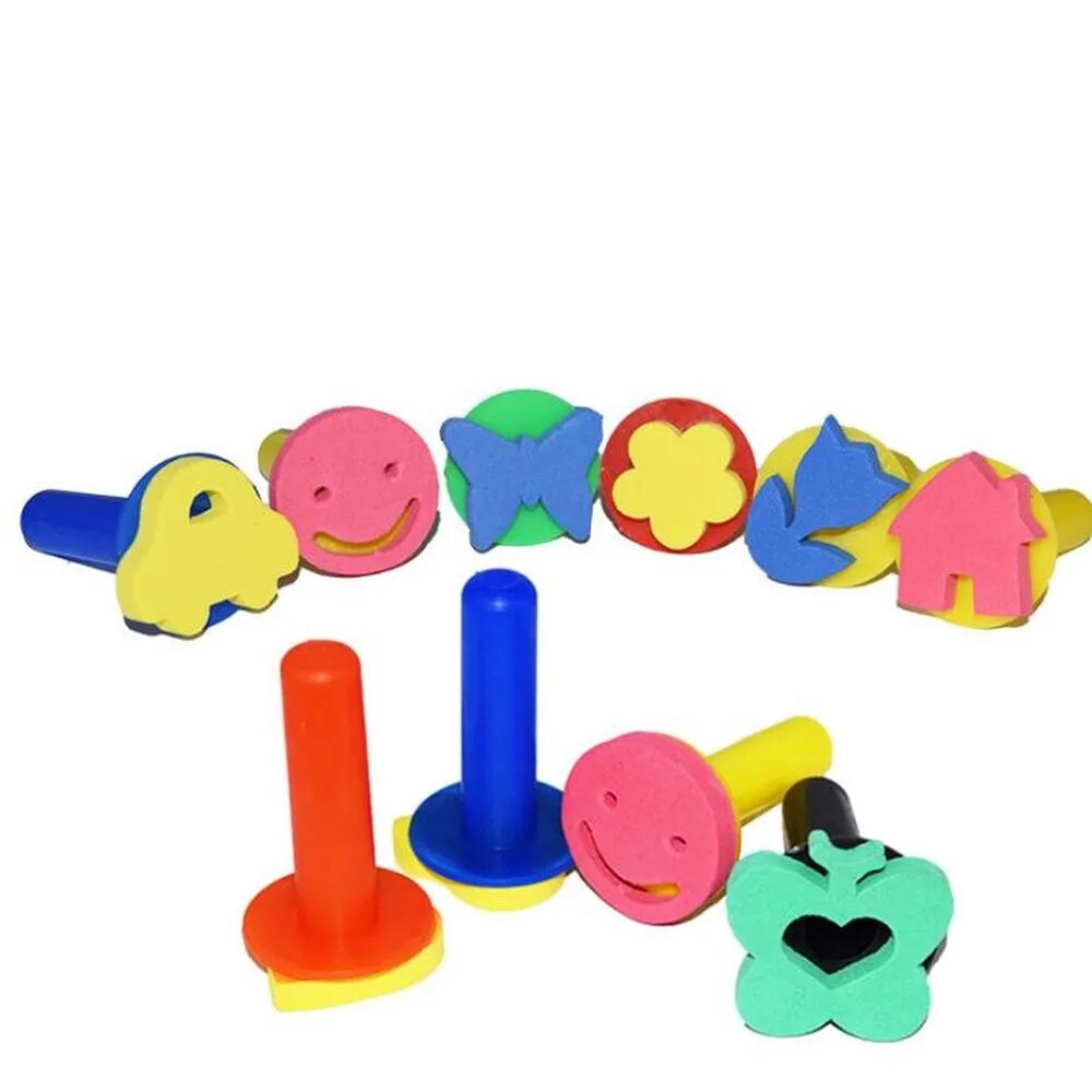 3pcs Kids Drawing Toys Set DIY Sponge Painting Brush Sponge Stamp Stencil Seals Learning Educational Toys for Children Art Craft