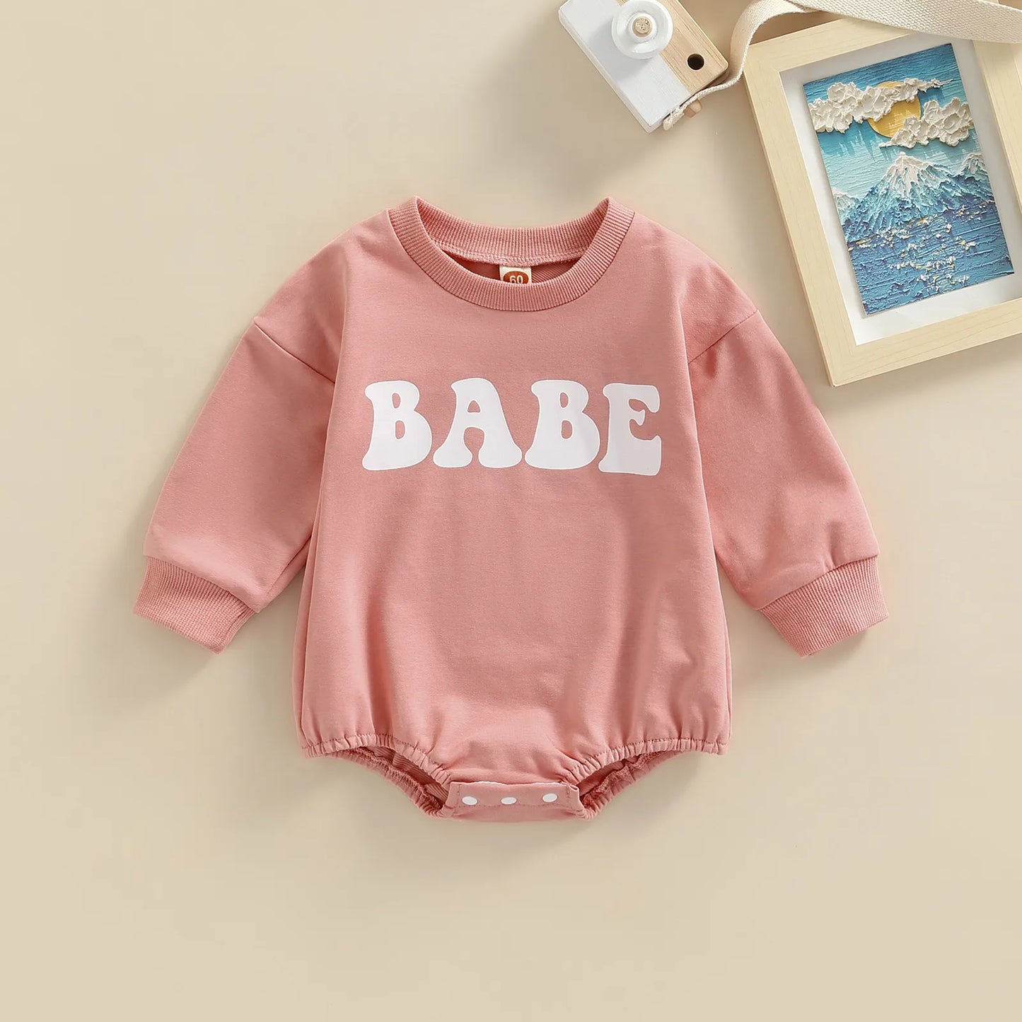 2022-06-13 Lioraitiin 0-18M Newborn Baby Boy Girl Autumn Bodysuit Long Sleeve Letter Printed O-Neck Jumpsuit 4Colors