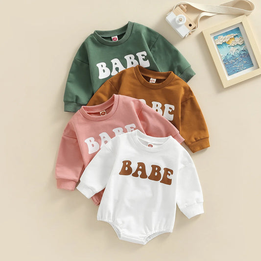 2022-06-13 Lioraitiin 0-18M Newborn Baby Boy Girl Autumn Bodysuit Long Sleeve Letter Printed O-Neck Jumpsuit 4Colors