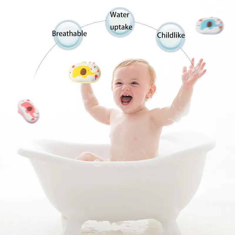 Cartoon Elephant Baby Bath Sponge - Soft Infant Toddler Body Wash Towel