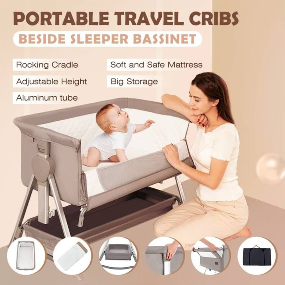 Luxury Newborn Crib: Portable Infant Bed for Travel - Unisex Metal Cradle from Mainland China