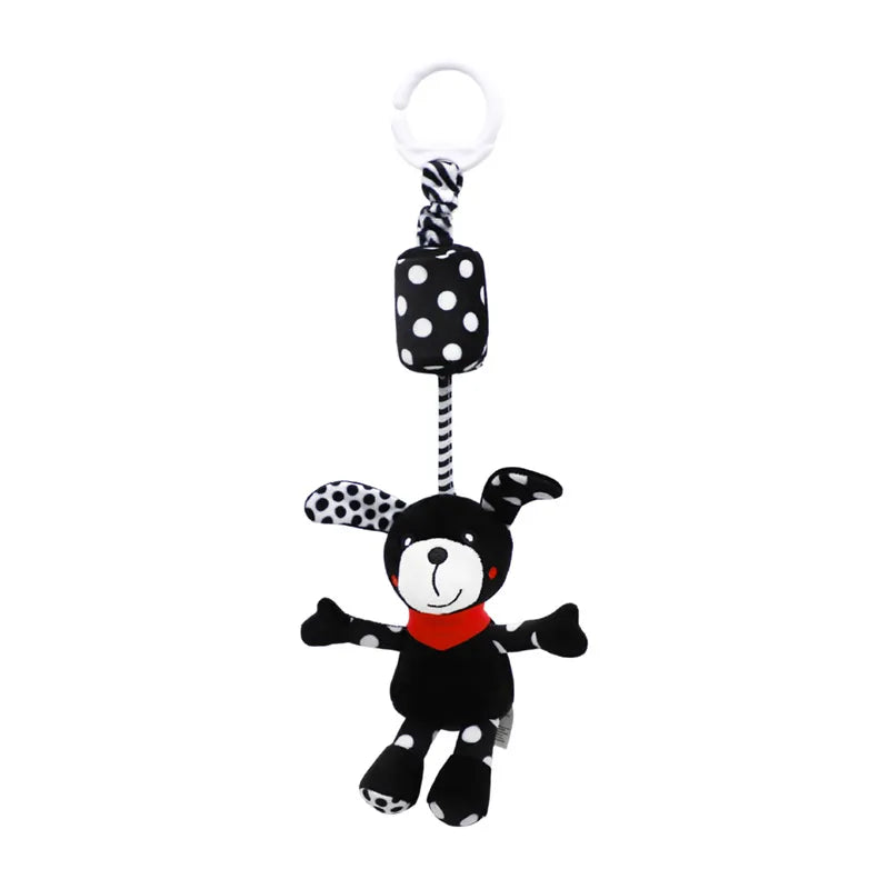Soft Sensory Hanging Rattles - Plush Animals for Stroller, Crib, and Teething - Babies and Toddlers