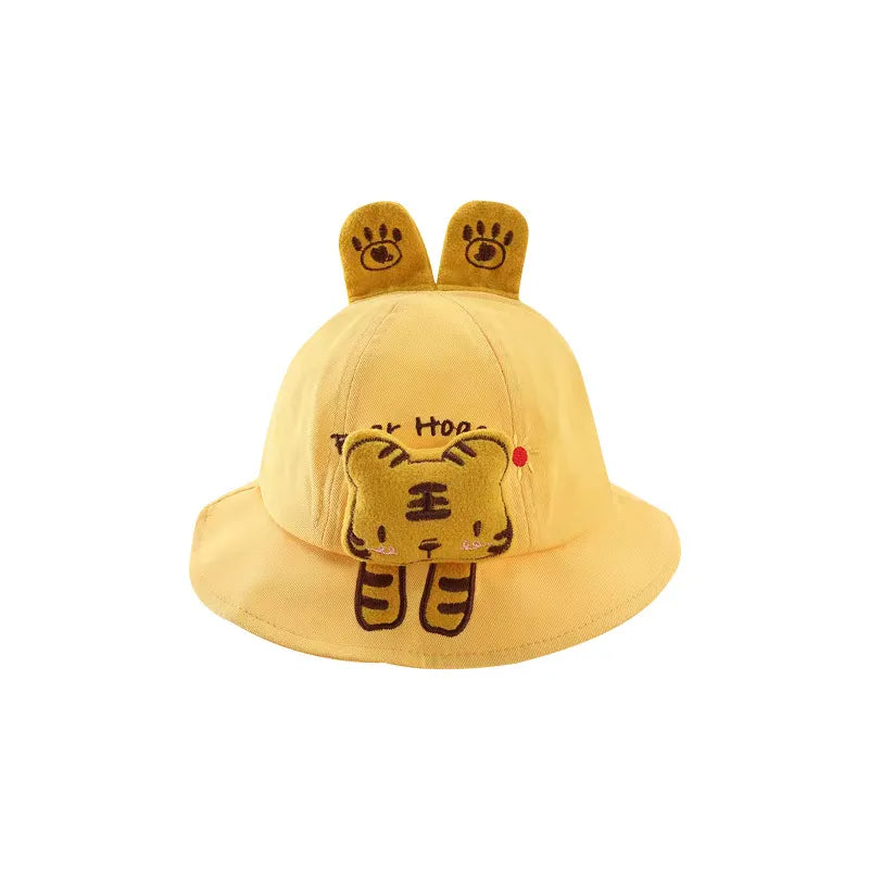 Cartoon Baby Hats for 0-5 Y - Fisherman Hat Collection with Tiger, Dinosaur, Panda, and Duck Tongue Designs