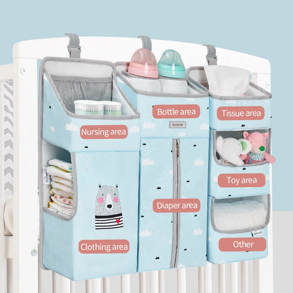 Crib Organizer - Hanging Storage for Baby's Essentials, Clothing, Bedding, and Diapers