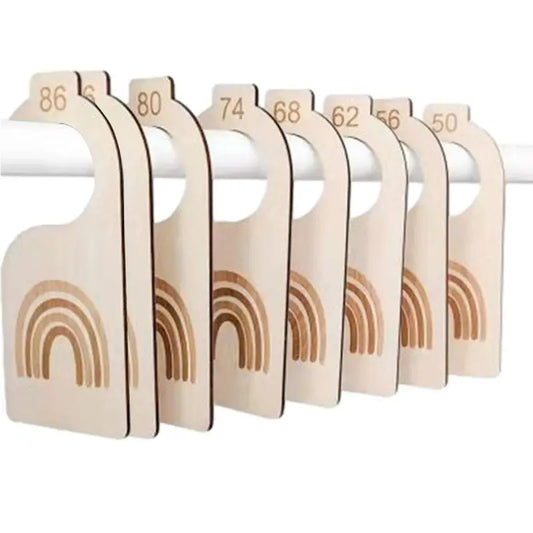 Wooden Baby Closet Dividers - Set of 8 Double-Sided Organizers for Adorable Nursery Clothes Labeling and Decoration