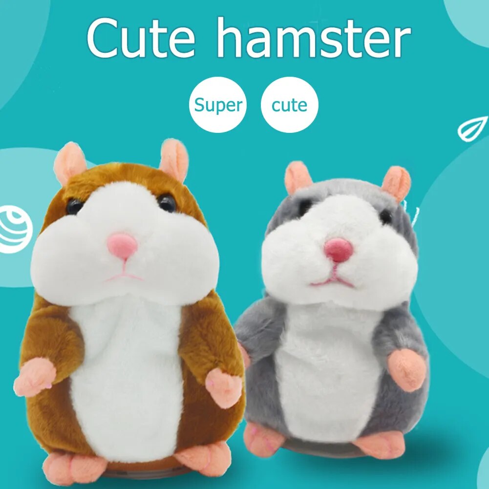 15cm Cute Walking Talking Hamster Plush Animal Doll Funny Sound Record Repeat Voice Changing Educational Toy Pets Speak Talking