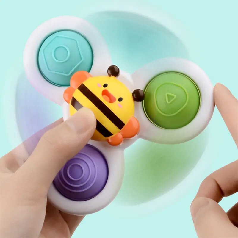 3Pcs Suction Cup Spinning Top Toys - Educational Baby Game, Teether, Stress Relief, and Bath Toys for Children