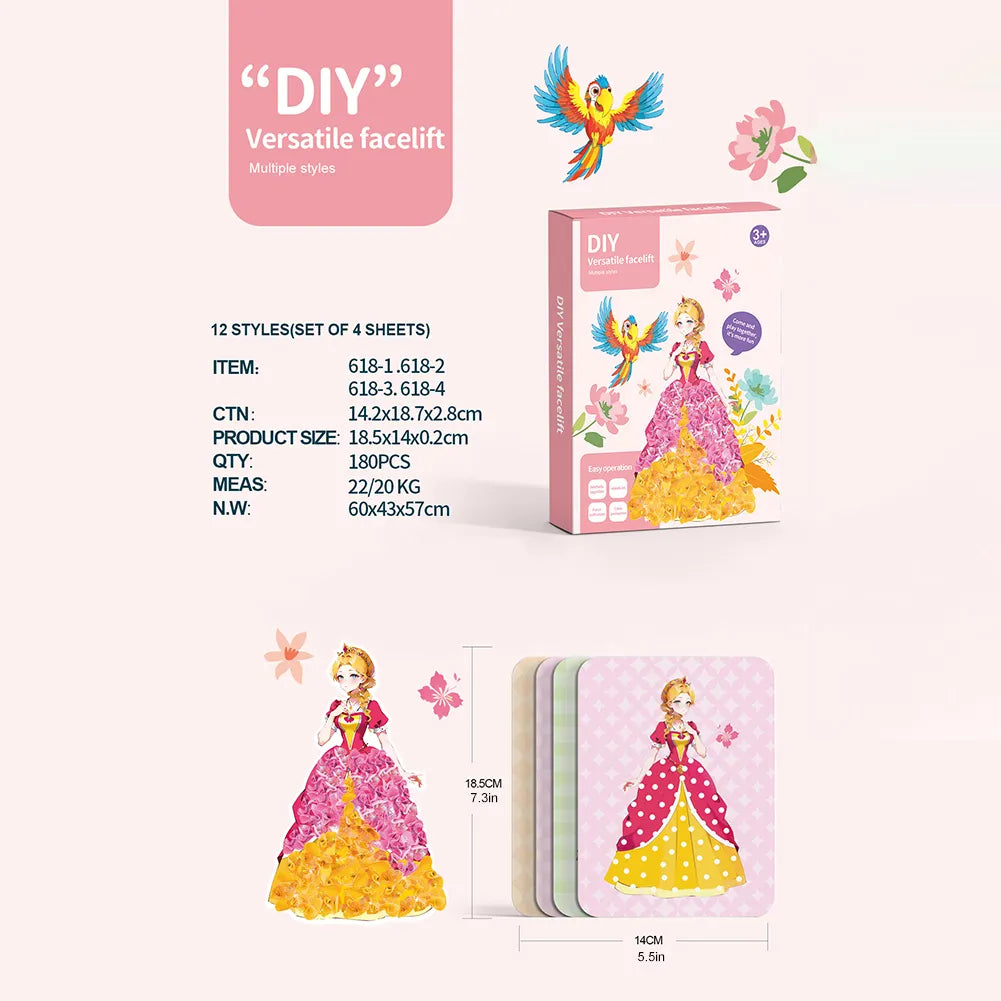 Drawing Dress-up Stickers Book DIY Paint Girls Toys Kid Poke Art DIY Toys Princess Handmade Educational Children Learning Gift