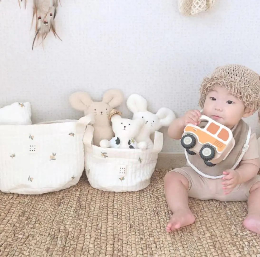 Cute Bear Embroidery Baby Diaper Bag Organizer for Newborn Essentials