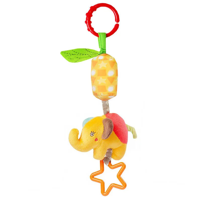 Soft Sensory Hanging Rattles - Plush Animals for Stroller, Crib, and Teething - Babies and Toddlers
