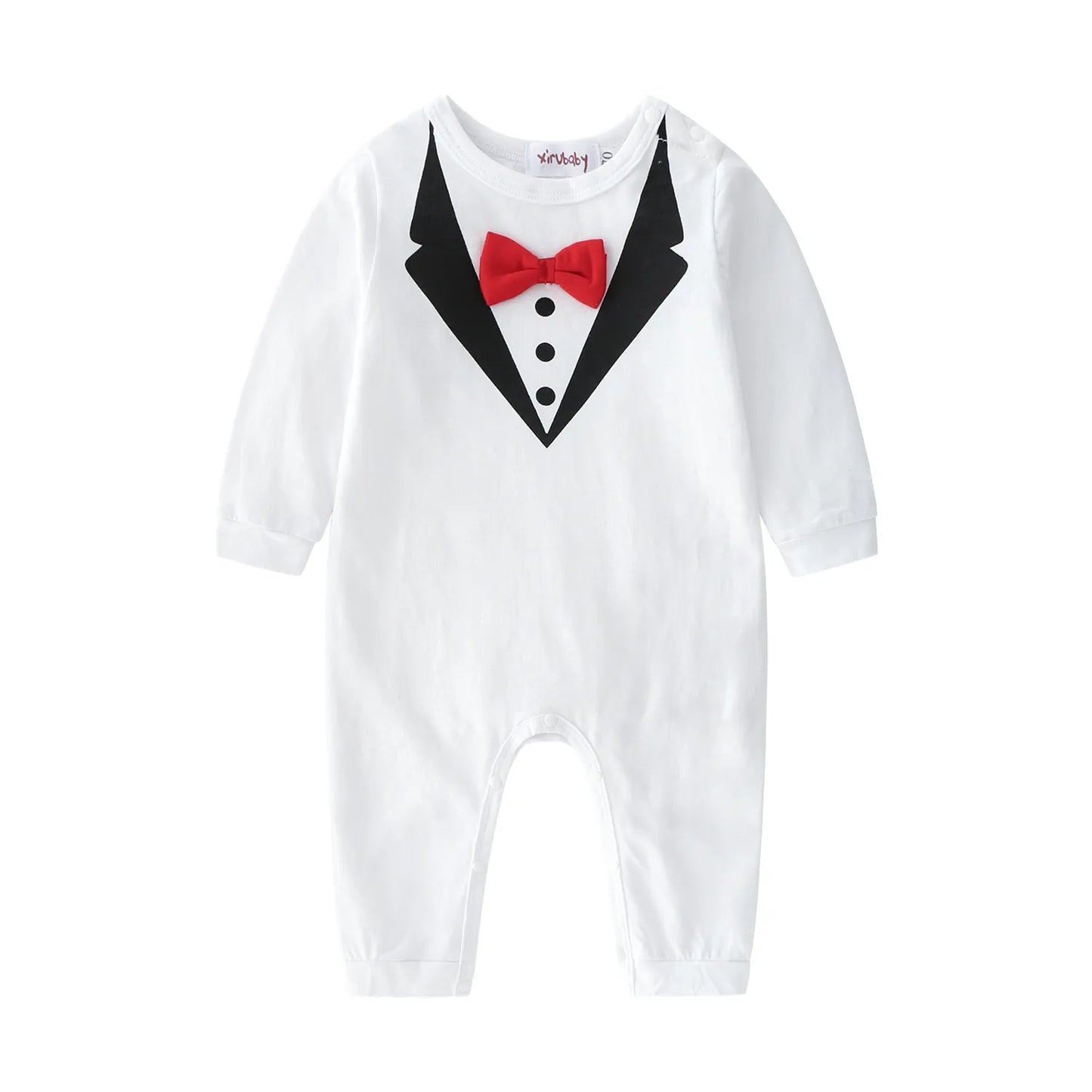 Tuxedo Formal Romper: Cotton Soft Newborn Boy's Long-Sleeve Bodysuit Jumpsuit