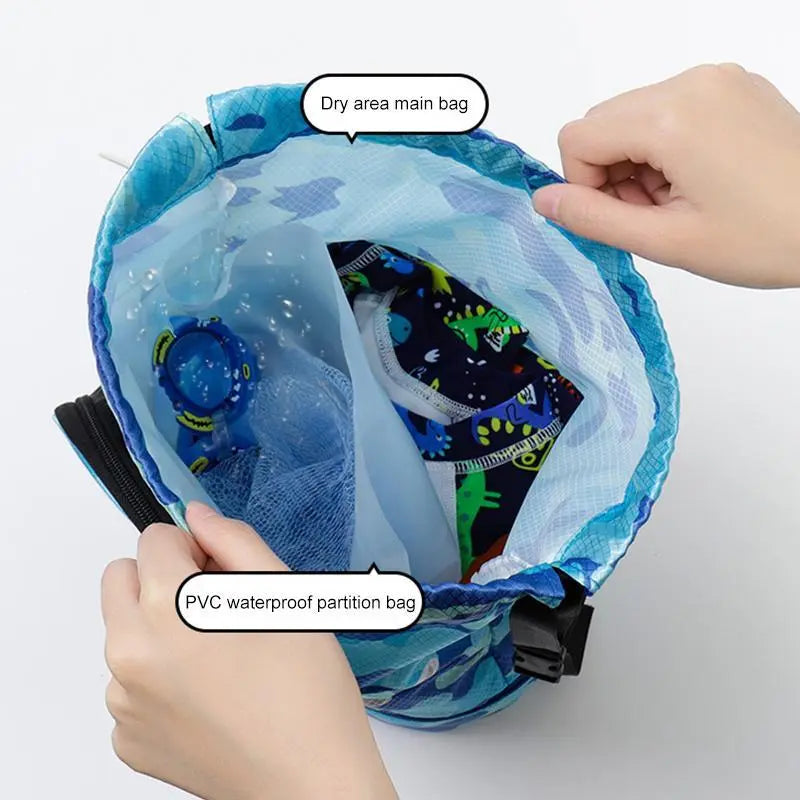 Children's Waterproof Swimming Bag with Wet and Dry Clothing Separation