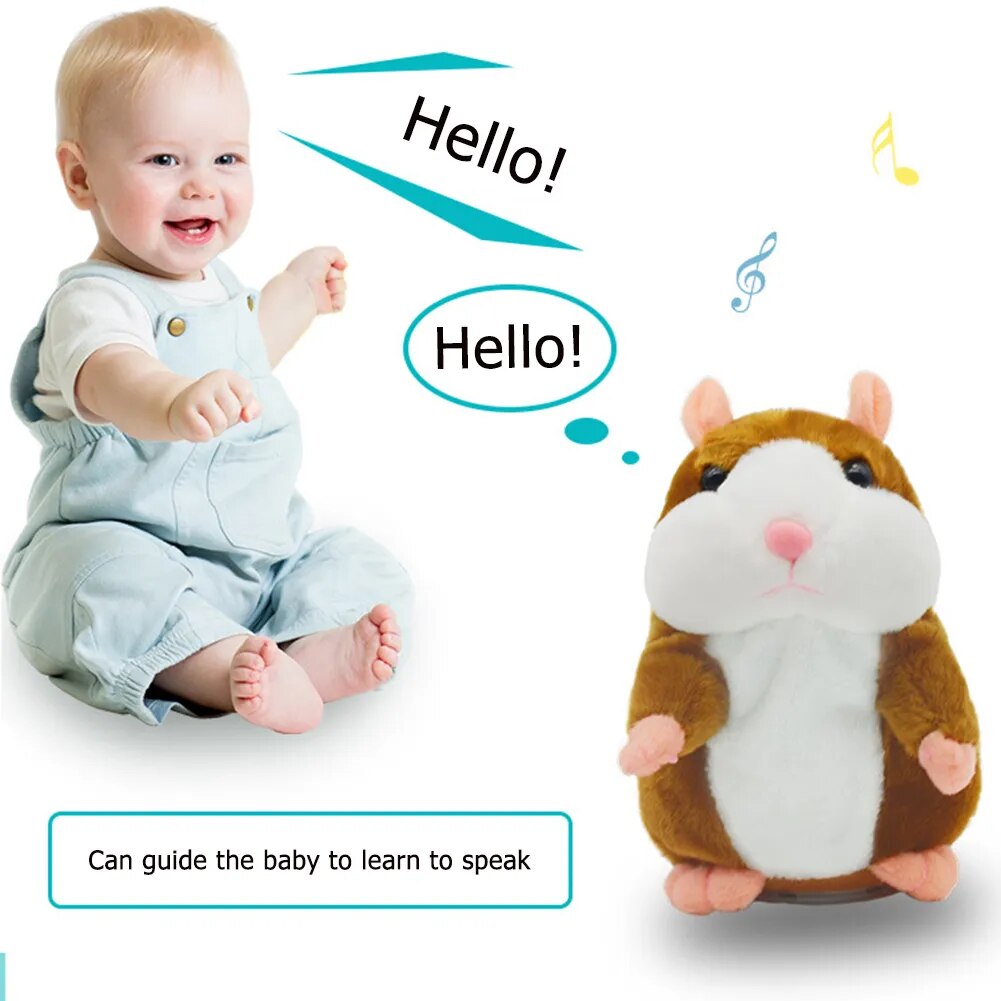 15cm Cute Walking Talking Hamster Plush Animal Doll Funny Sound Record Repeat Voice Changing Educational Toy Pets Speak Talking