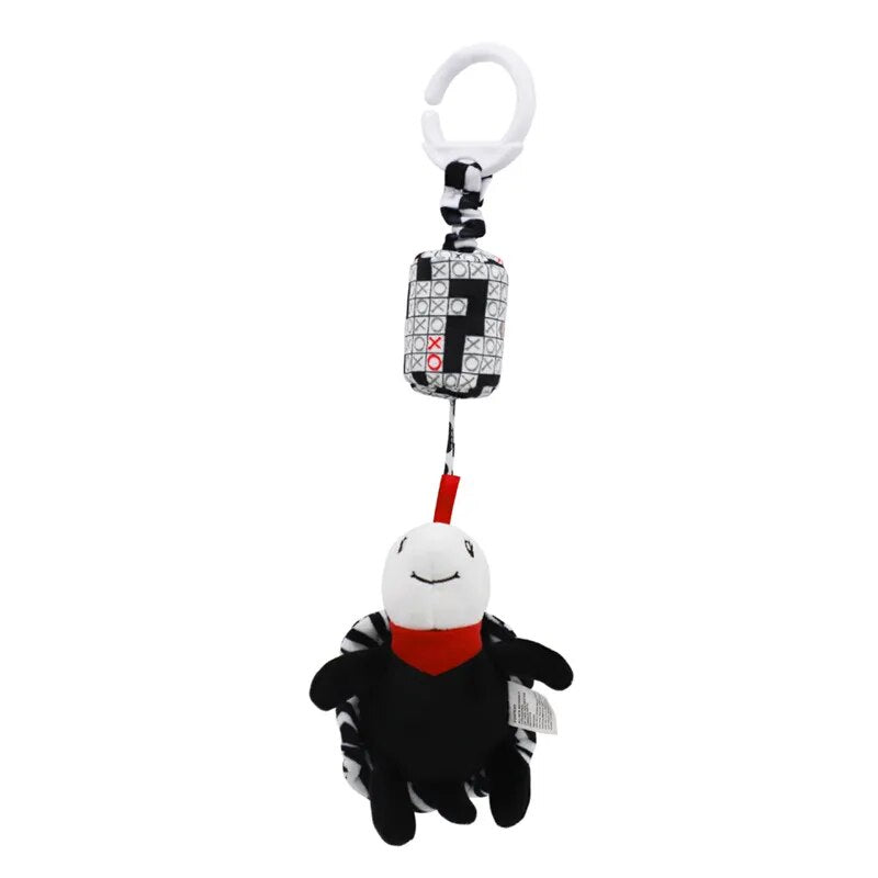 Soft Sensory Hanging Rattles - Plush Animals for Stroller, Crib, and Teething - Babies and Toddlers
