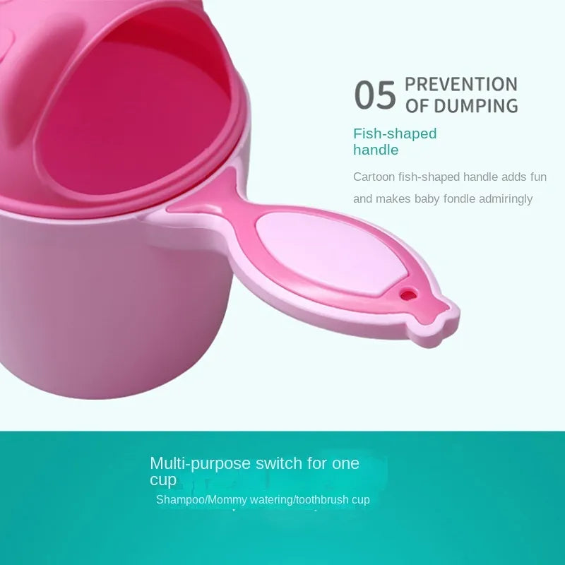 Cute Bear Baby Shower Cap and Bath Accessories Set - Toddler Shampoo Cap, Children's Bath Bucket, Baby Bath Spoon, Shampoo Cup, and Bath Tool