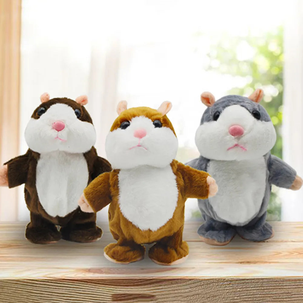 15cm Cute Walking Talking Hamster Plush Animal Doll Funny Sound Record Repeat Voice Changing Educational Toy Pets Speak Talking