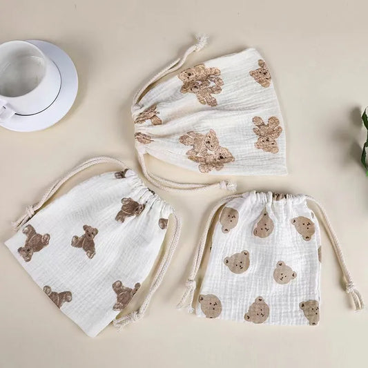 Cotton Baby Diaper Bag Organizer Pouch - String Diaper Stackers Caddy for Babies Accessories and Essentials
