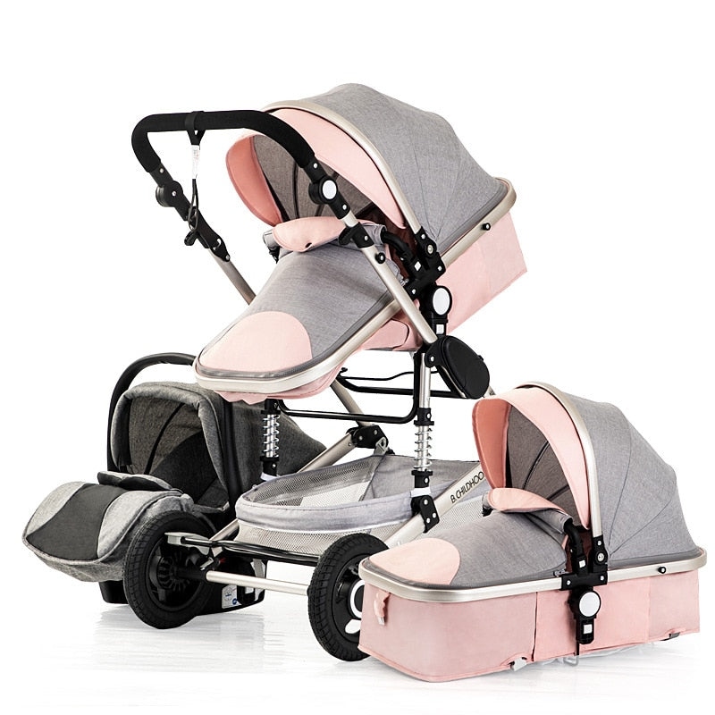 Warm House 3-in-1 Baby Stroller - Foldable, Travel-Friendly & Shock Absorbing