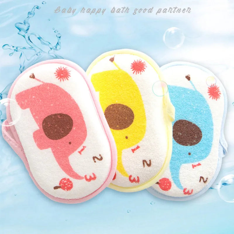 Cartoon Elephant Baby Bath Sponge - Soft Infant Toddler Body Wash Towel