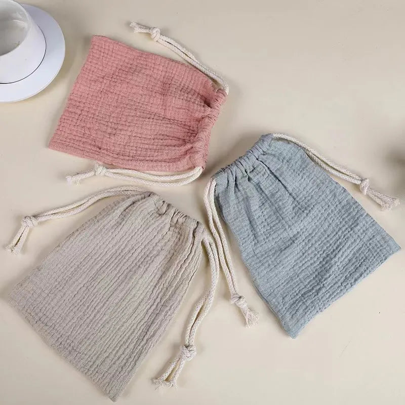 Cotton Baby Diaper Bag Organizer Pouch - String Diaper Stackers Caddy for Babies Accessories and Essentials