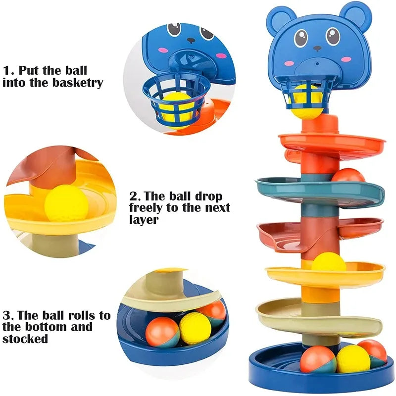 Montessori Baby Toy Rolling Ball Tower: Engaging Developmental Fun