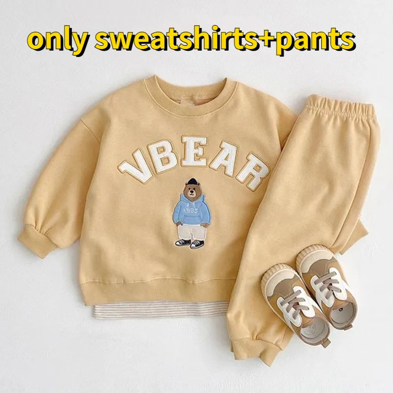 Korean Style Autumn Baby Outfit: Long-Sleeve Letter Sweatshirt & Pants Set