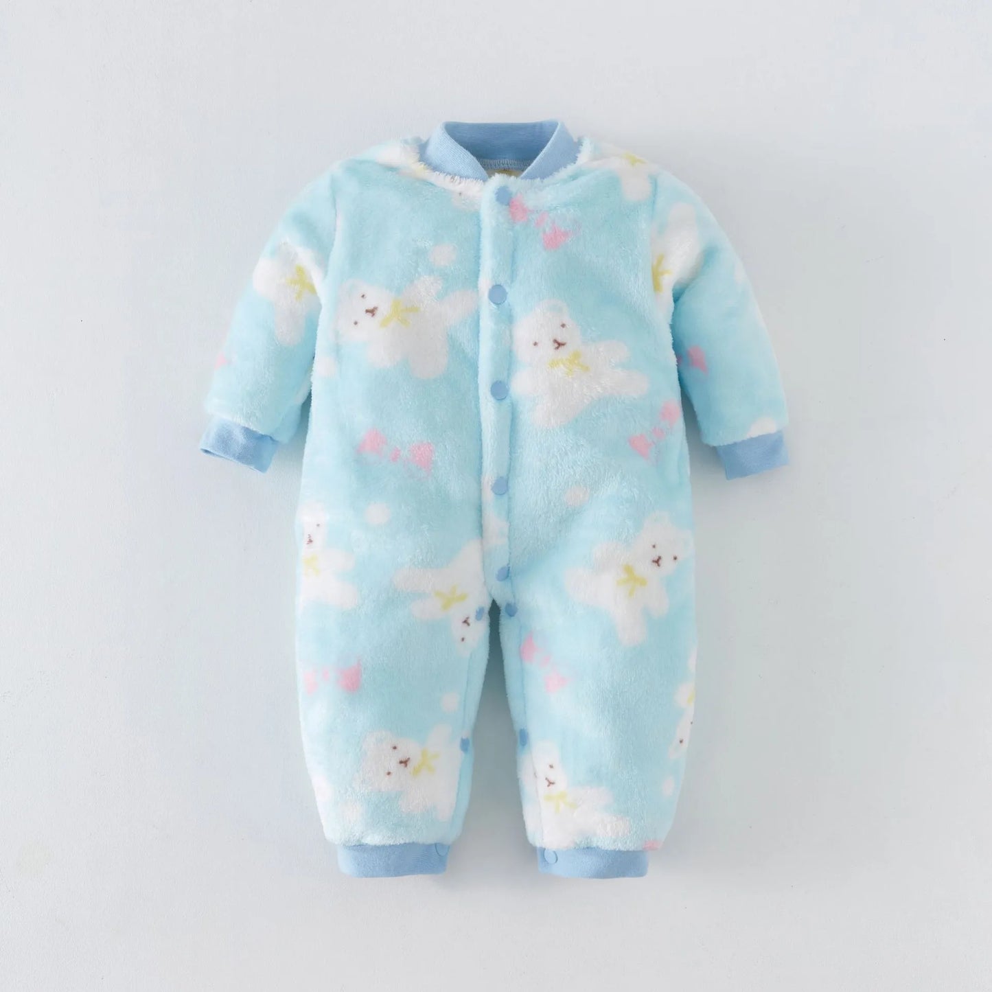 Flannel Long Sleeve Cartoon Jumpsuit - Warm Winter Infant Romper for Baby Boys and Girls