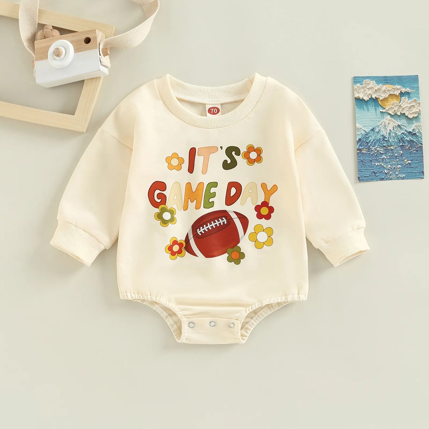 Football-Themed Newborn Romper - Game Day Baby Clothing