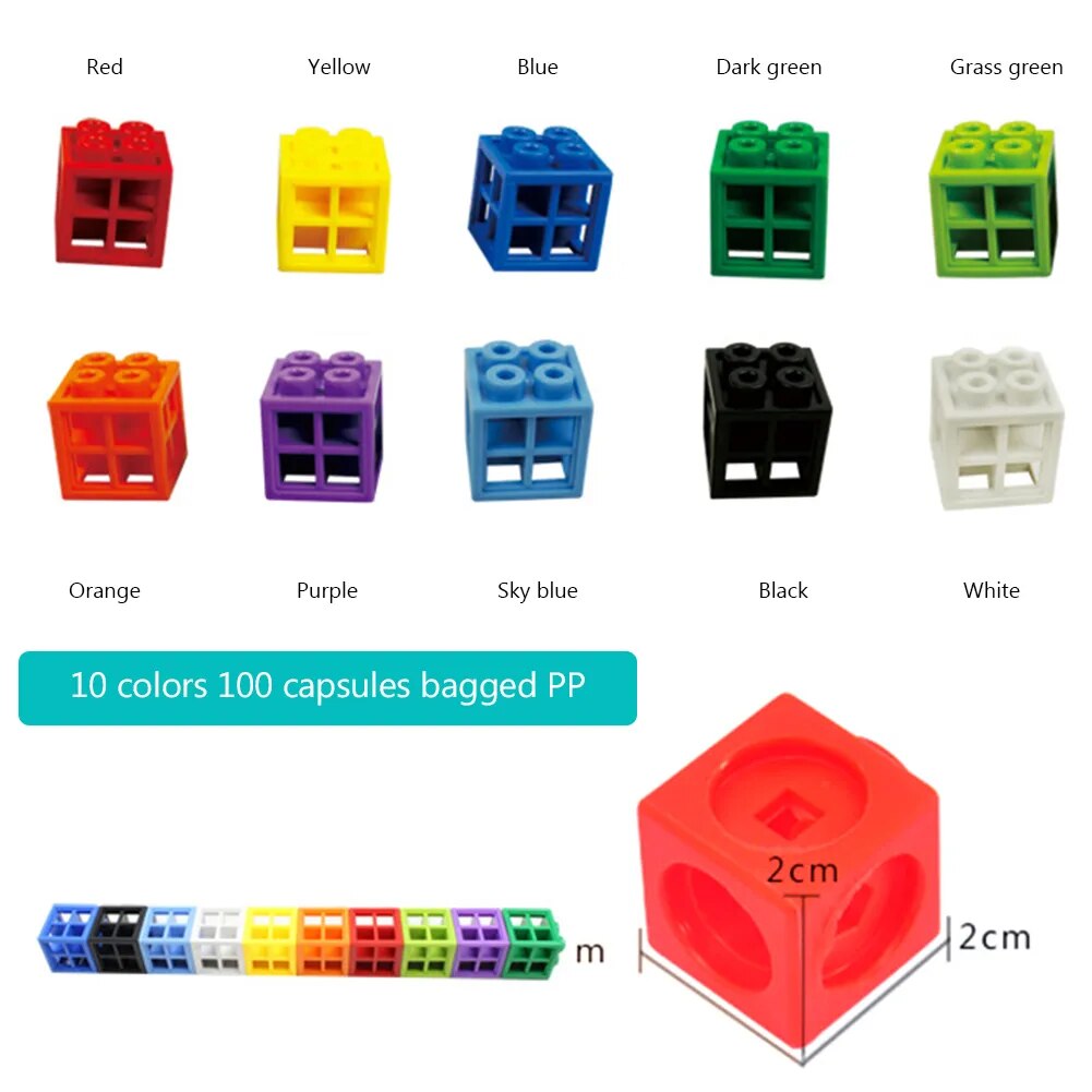 100pcs Math Toys Linking Cubes Numberblocks Interlocking Multilink Counting Blocks Kids Learning Educational Children Toy Gift