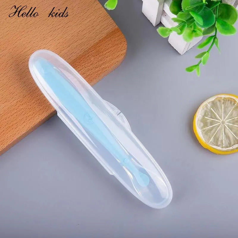 MOONBIFFY Silicone Spoon Set: Safe Self-Feeding Utensils for Babies