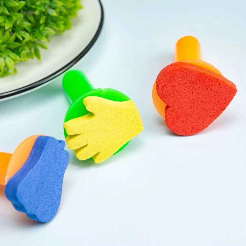 3pcs Kids Drawing Toys Set DIY Sponge Painting Brush Sponge Stamp Stencil Seals Learning Educational Toys for Children Art Craft