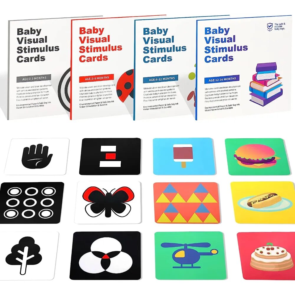 Montessori Baby Visual Stimulation Cards Baby Black and White High Contrast Flash Card Learning Educational Toys for Children