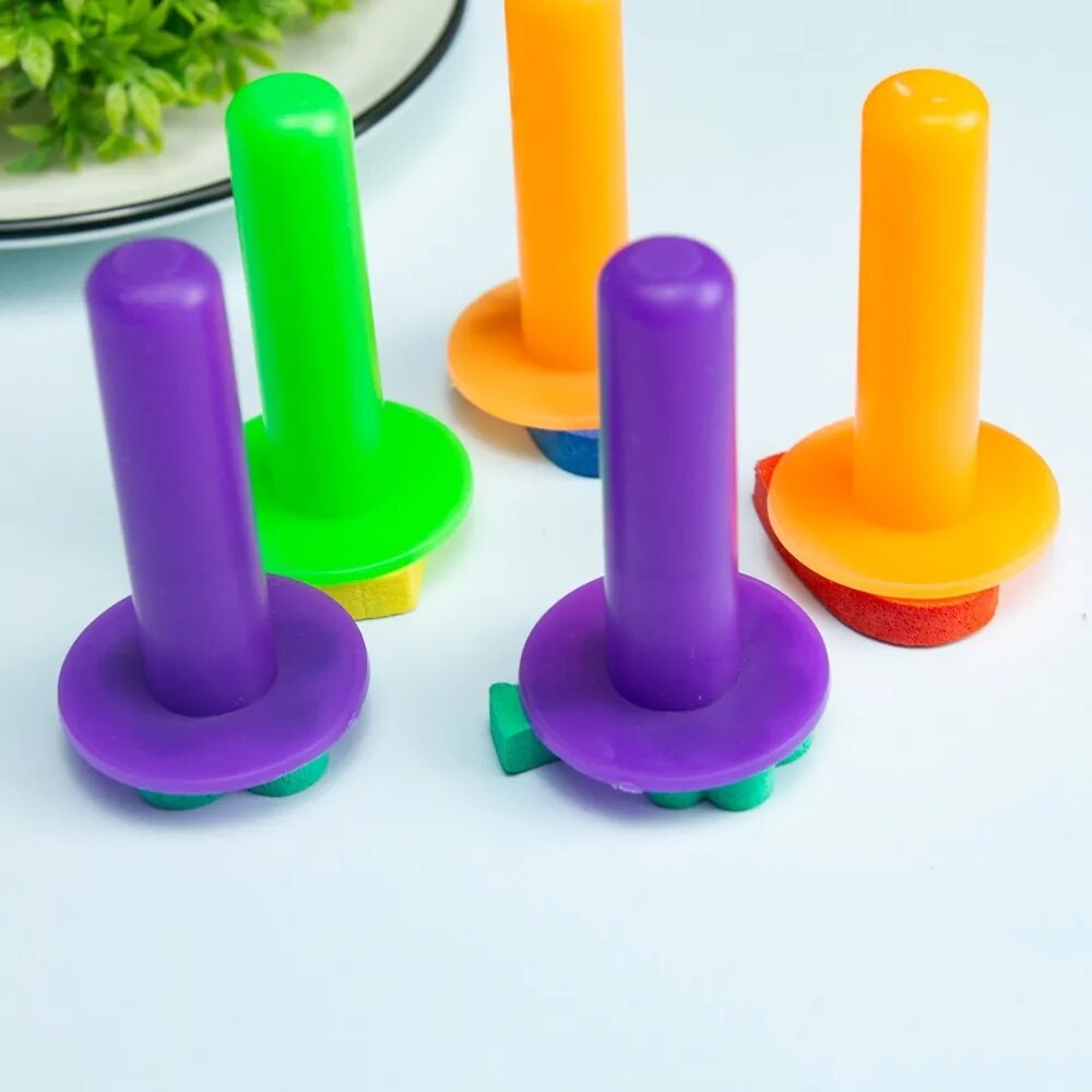 3pcs Kids Drawing Toys Set DIY Sponge Painting Brush Sponge Stamp Stencil Seals Learning Educational Toys for Children Art Craft