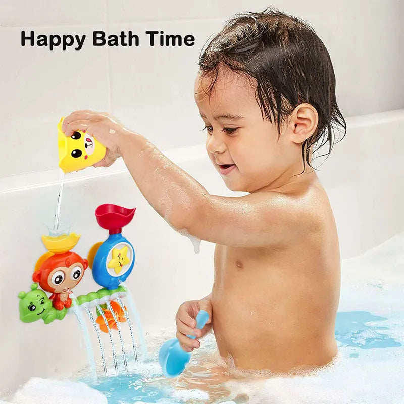 Monkey and Caterpillar Baby Bath Toy with Wall Suction Cup Track - Fun Water Games for Children
