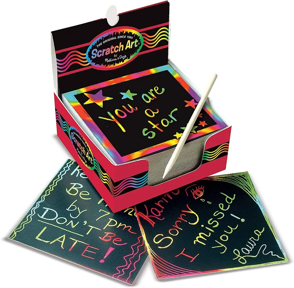 100Pcs Magic Color Rainbow Scratch Mini Notes Paper Pad Cards With Stylus Children Kids Draw Painting Toys Craft Gift DIY Toys