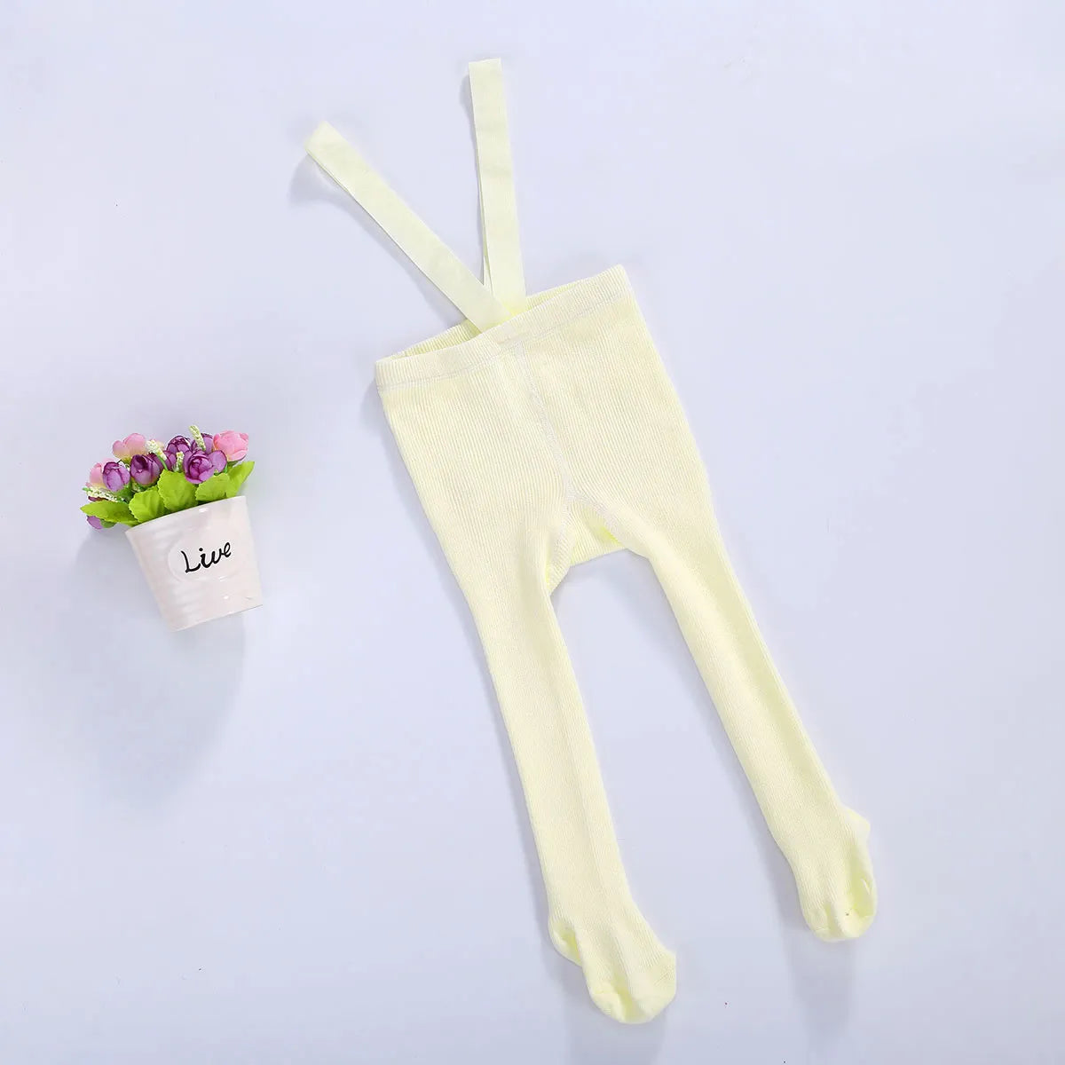 Infant Toddler Suspender Tights Pantyhose - Solid High Waist Overall Legging for Baby Girl Boy (0-24M)