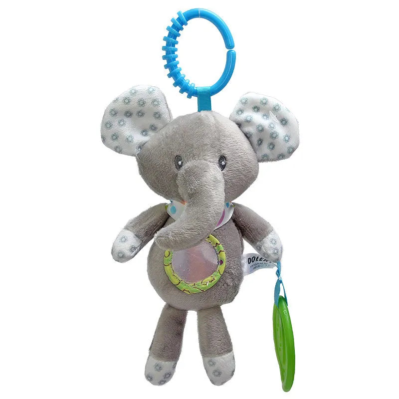 Soft Sensory Hanging Rattles - Plush Animals for Stroller, Crib, and Teething - Babies and Toddlers