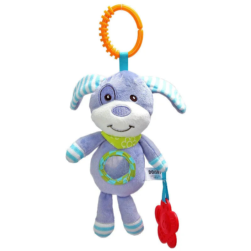 Soft Sensory Hanging Rattles - Plush Animals for Stroller, Crib, and Teething - Babies and Toddlers