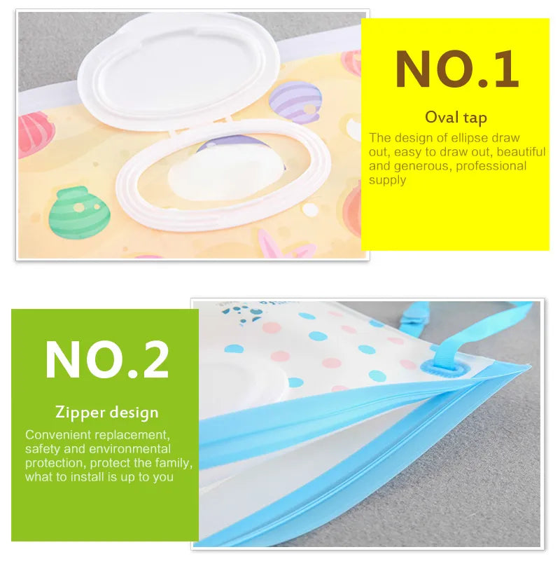 Reusable Baby Wet Wipe Pouch - Portable Eco-Friendly Wipes Dispenser for Travel, Keeps Wipes Moist