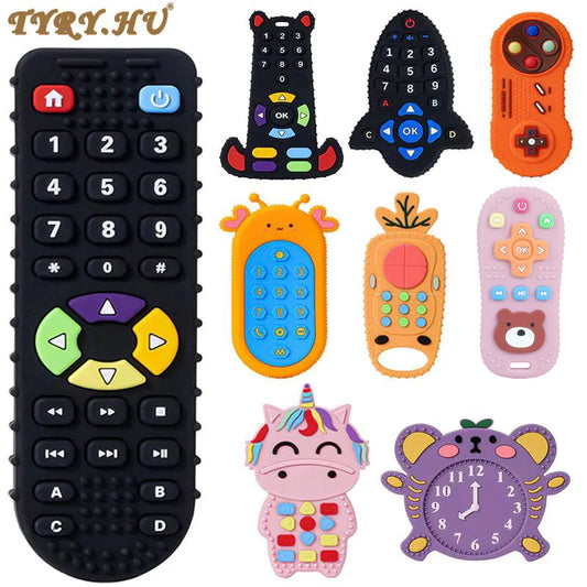 Remote Control Shape Baby Silicone Teether - Gum Pain Relief Teething Toy for Sensory Education