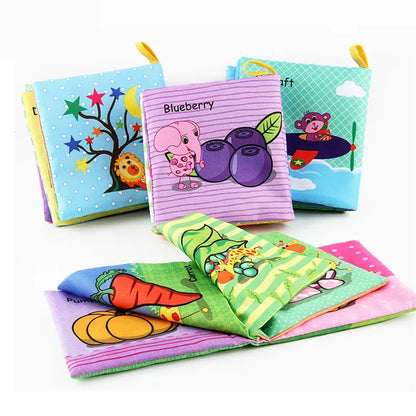 0-12Monthes Baby Cloth Book Fruits Animals Cognize Puzzle Book Infant Kids Early Learning Educational Fabric Books Toys игрушк