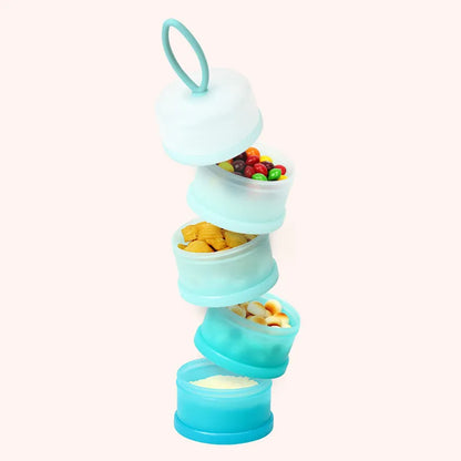 Smart Stackable Baby Milk Powder Dispenser - 4 Compartments - Non-Spill Travel Storage Container