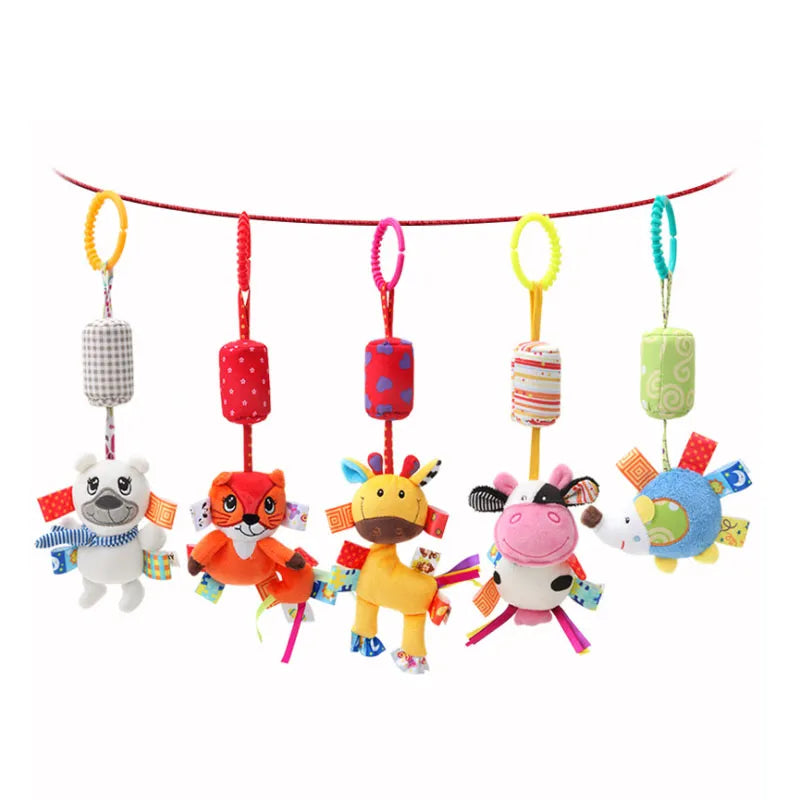 Good Quality Newborn Baby Rattles Plush Stroller Cartoon Animal Toys Baby Mobiles Hanging Bell Educational Baby Toys 0-24 Months