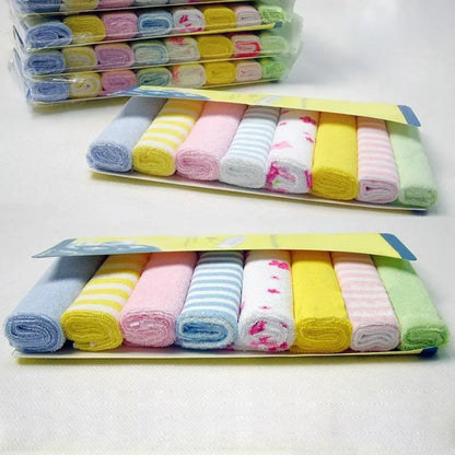 Set of 8 Muslin Cotton Newborn Baby Towels - Soft, Versatile, and Gentle on Baby's Skin