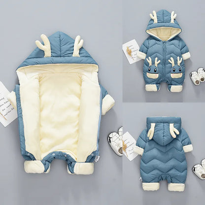 Baby Winter Snowsuit - Plus Velvet Thick Baby Boys Jumpsuit, 0-2 Years Newborn Romper, Baby Girls Overalls, Toddler Coat