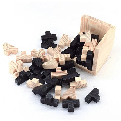 3D Wooden Puzzle Early Learning Educational Toys Kids IQ Brain Teaser Interlocking Cube Montessori Toys for Children Development