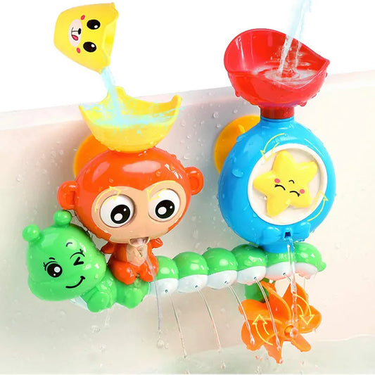 Monkey and Caterpillar Baby Bath Toy with Wall Suction Cup Track - Fun Water Games for Children