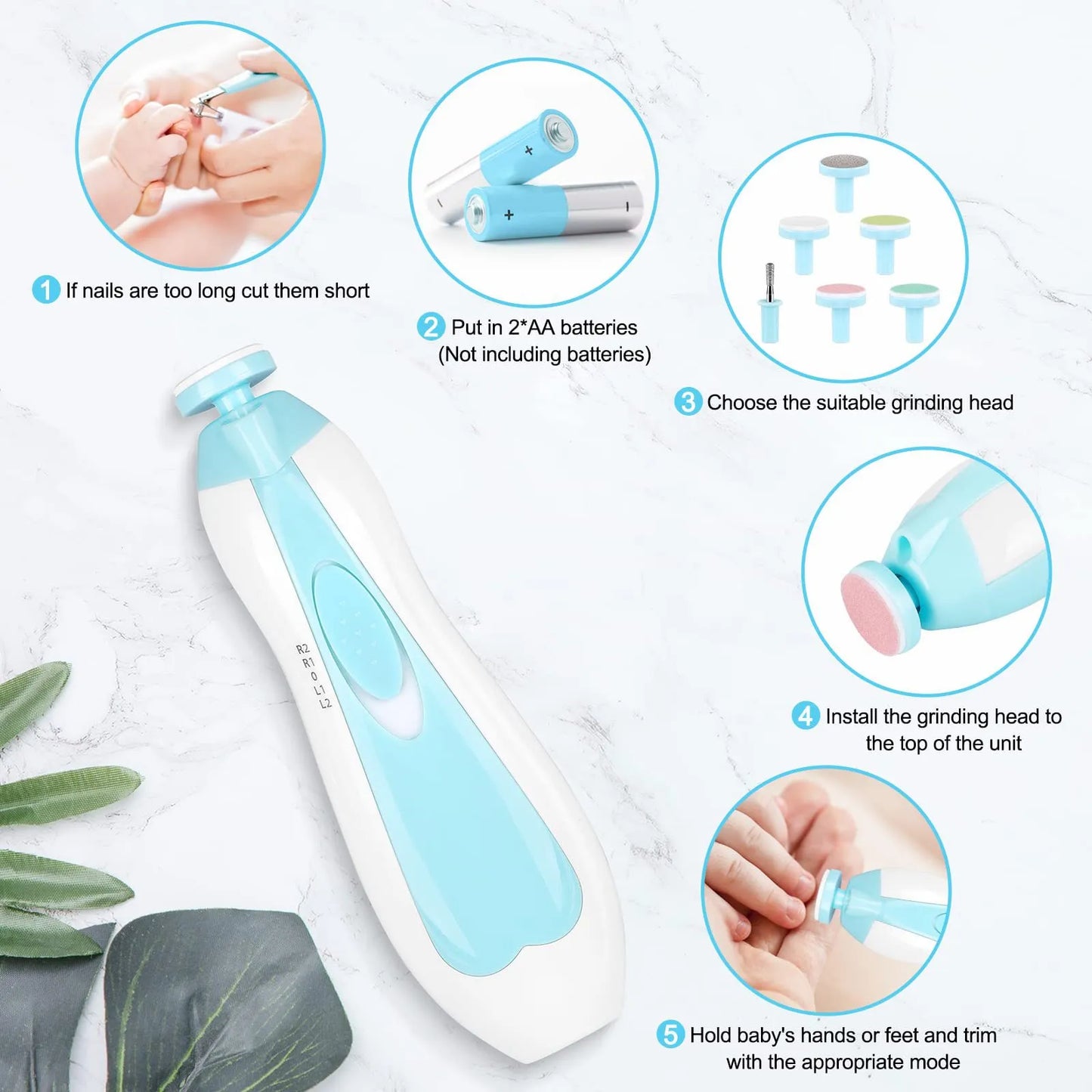 Multifunctional Electric Baby Nail Trimmer Set - Baby Nail File Clippers, Toes, Fingernail Cutter, Manicure Tool, Baby Care